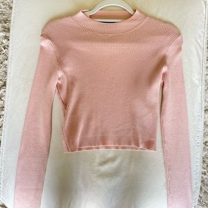 Light pink cropped Brandy Melville mock neck